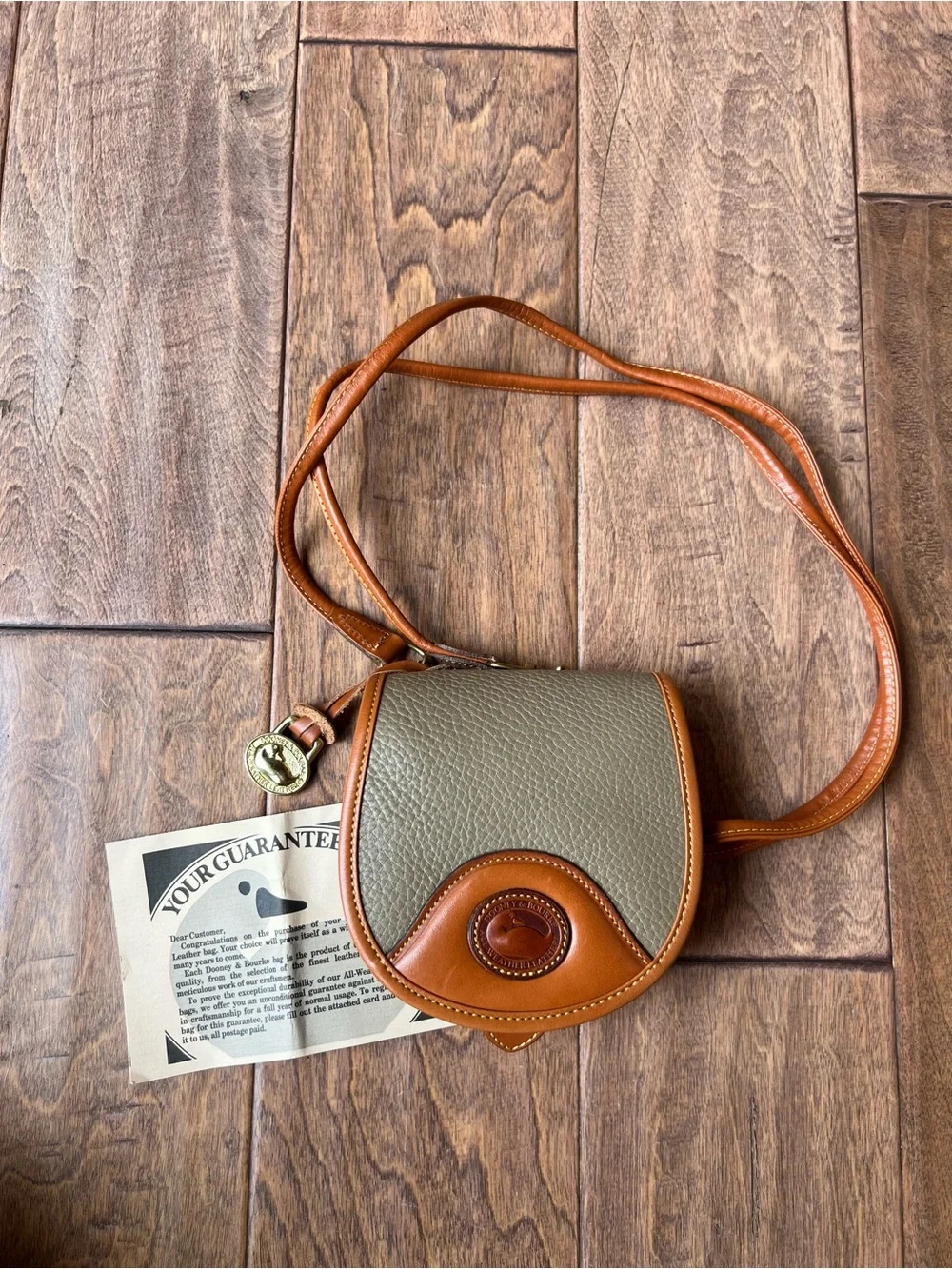 Vintage Dooney & Bourke Mini Saddle Bag AWL Taupe Tan Crossbody Luxury Preppy - Picture 2 of 11